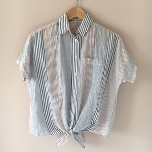 Madewell Short-Sleeve Tie-Front Shirt, XS